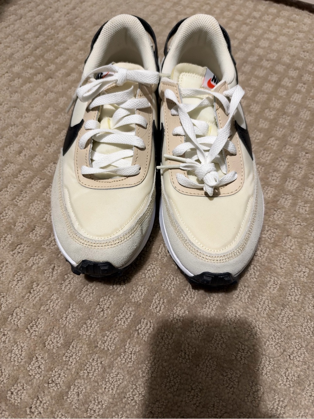 Nike Women's Cream and Black Retro-Style Sneakers